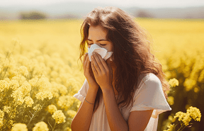 Older man experiencing allergy symptoms