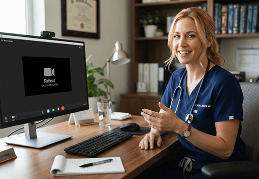 Provider ready to connect with a patient online