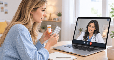 Primary care clinician reviewing a patient's health information