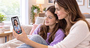 Doctor speaking with a patient during a virtual care visit